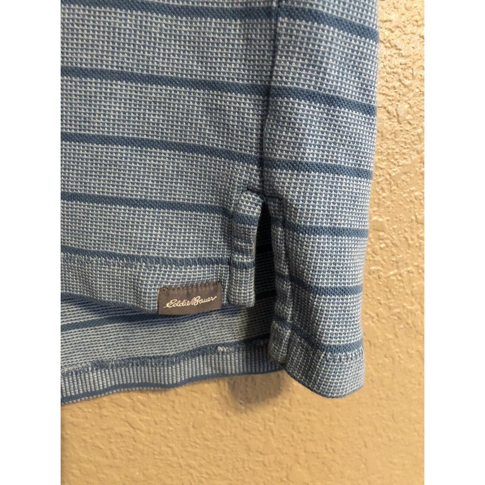 Eddie Bauer Classic Fit Button-Up Shirt Men's Size M Blue Short Sleeve Striped - Picture 3 of 9